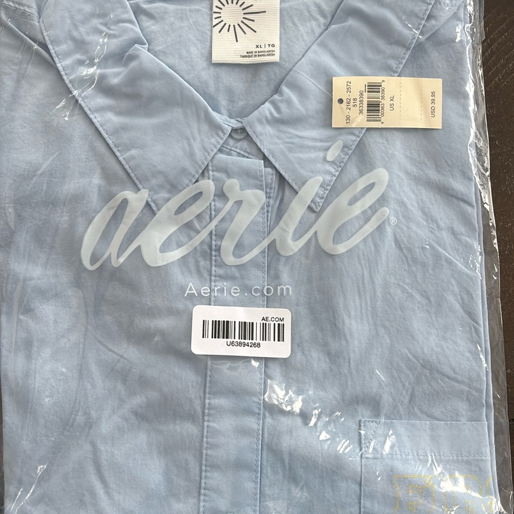 Blue button down shirt Aerie
